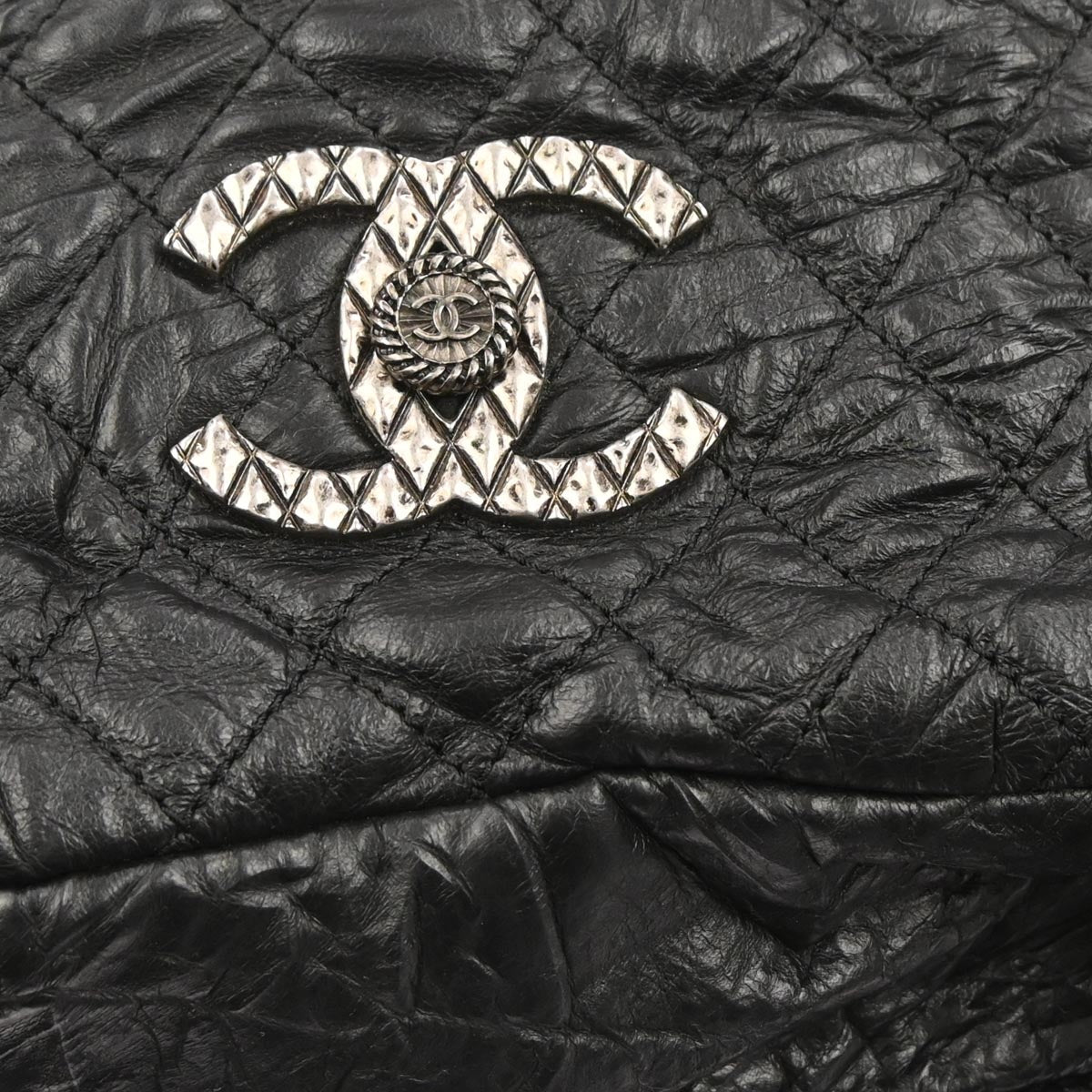 Chanel 2009-2010 Black Calfskin Coco Rider Bowling Bag Handbag