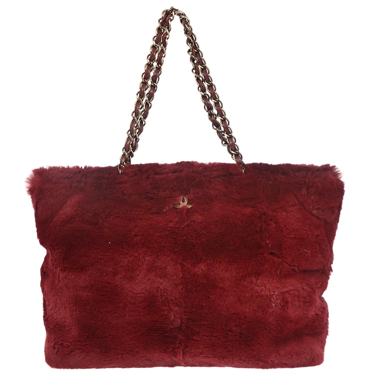 Chanel * 2000-2002 Bordeaux Lapin Fur Tote Shoulder Bag