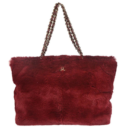 Chanel * 2000-2002 Bordeaux Lapin Fur Tote Shoulder Bag