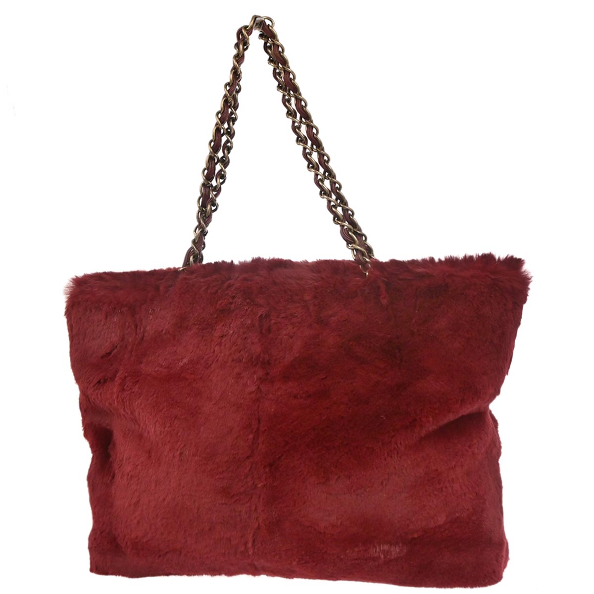 Chanel * 2000-2002 Bordeaux Lapin Fur Tote Shoulder Bag