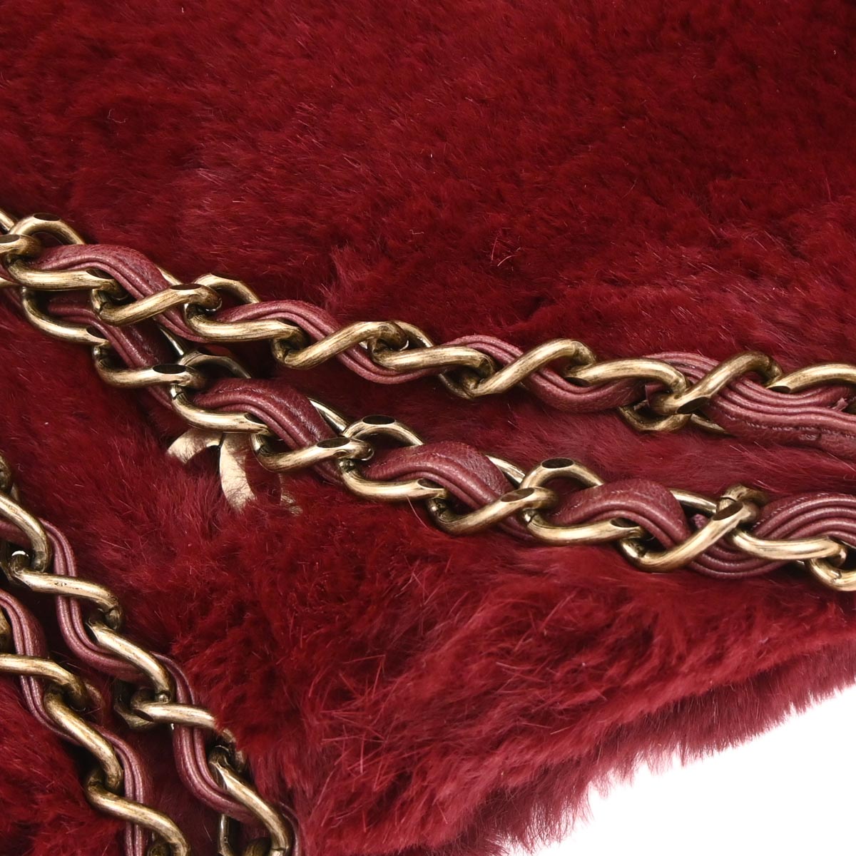 Chanel * 2000-2002 Bordeaux Lapin Fur Tote Shoulder Bag