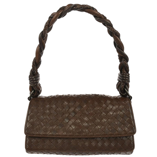 Bottega Veneta Brown Lambskin Intrecciato Handbag