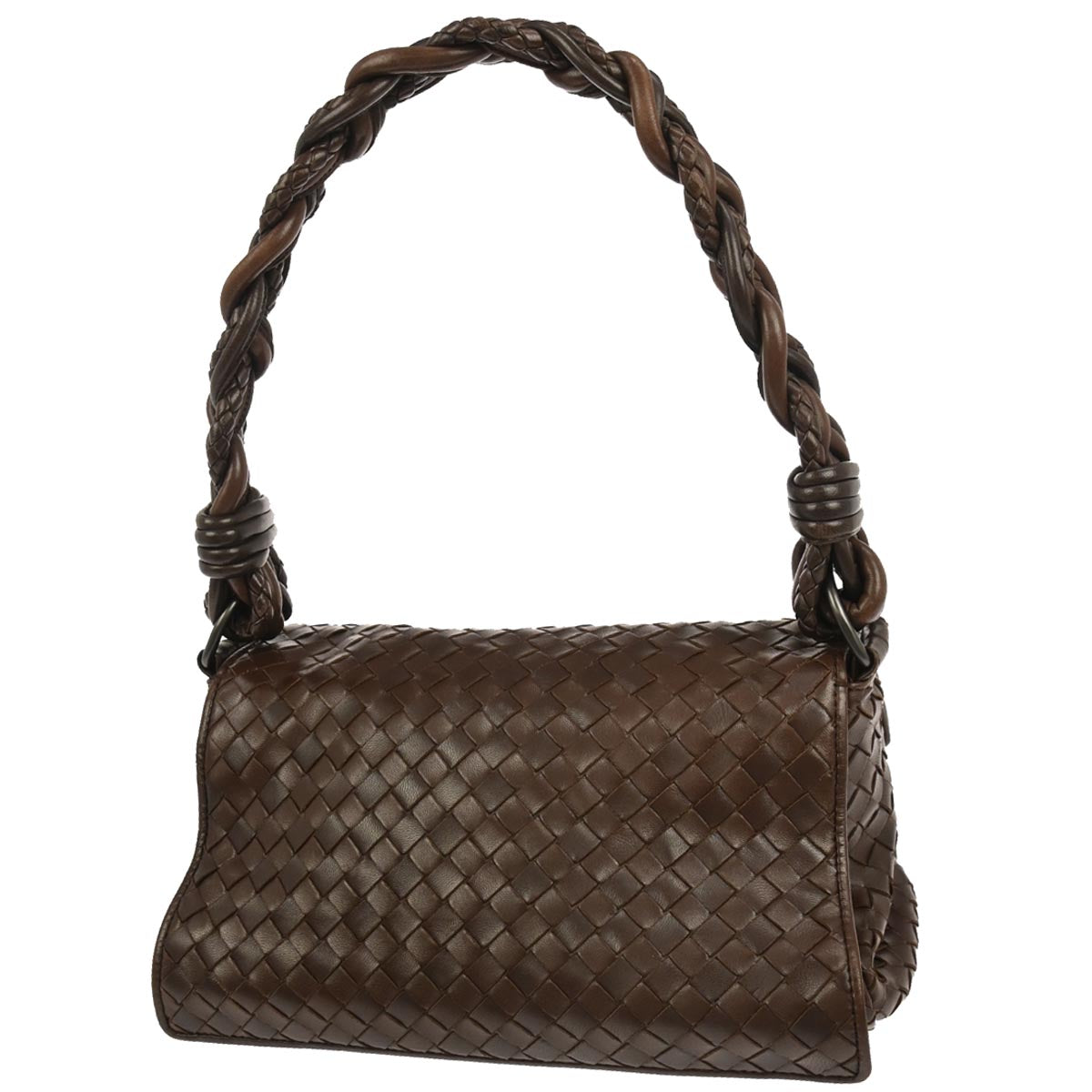 Bottega Veneta Brown Lambskin Intrecciato Handbag