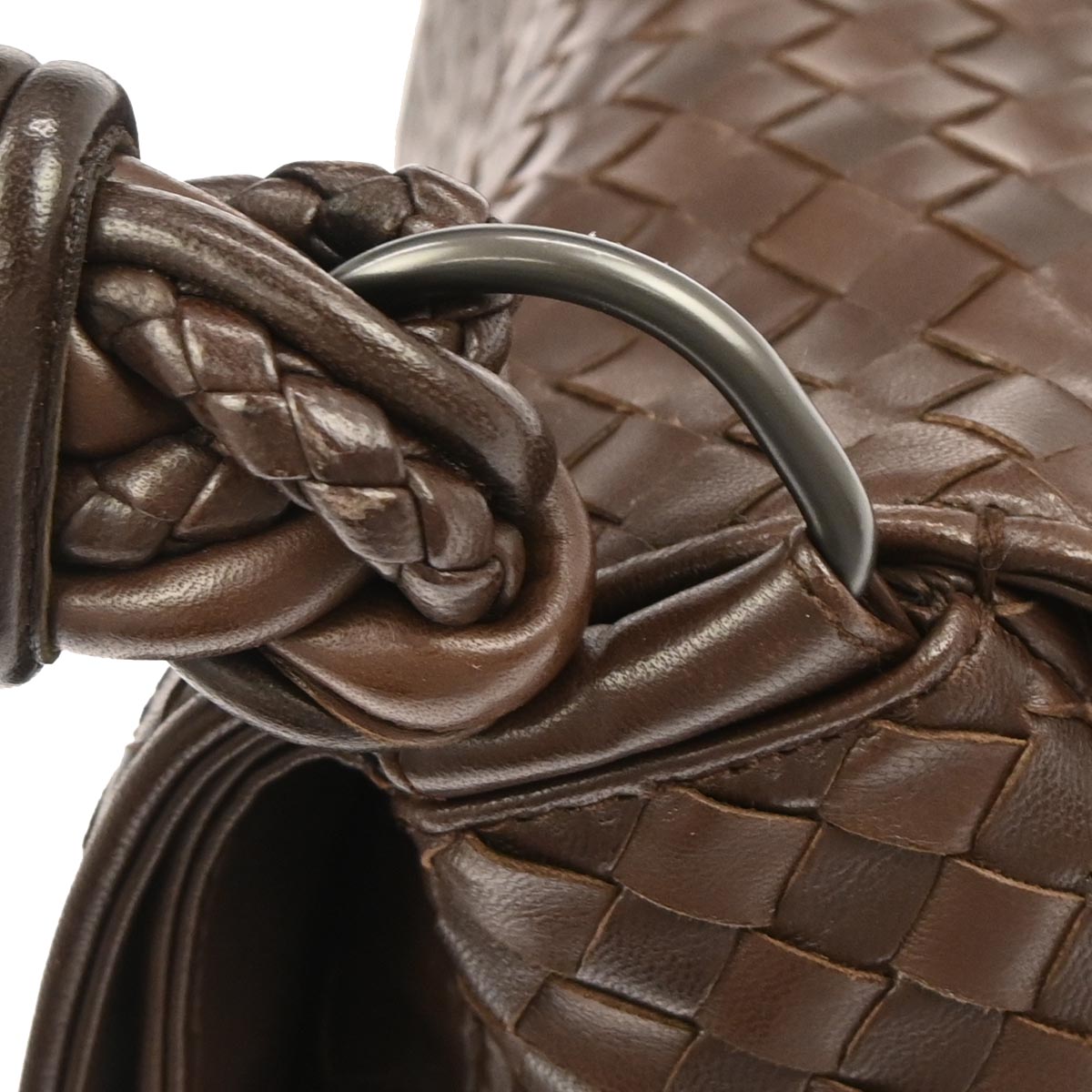 Bottega Veneta Brown Lambskin Intrecciato Handbag