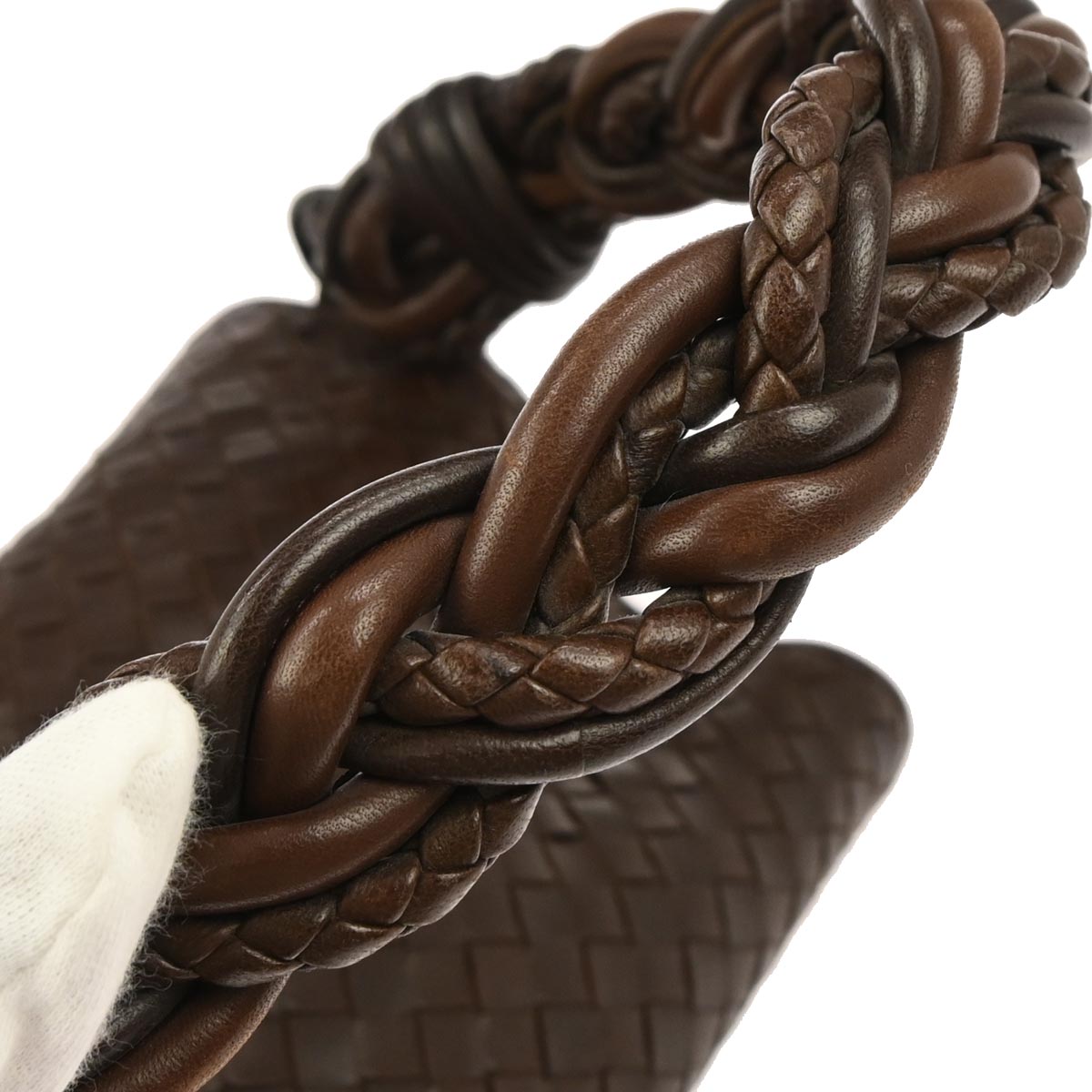 Bottega Veneta Brown Lambskin Intrecciato Handbag