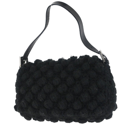 Fendi Black Wool Baguette Handbag
