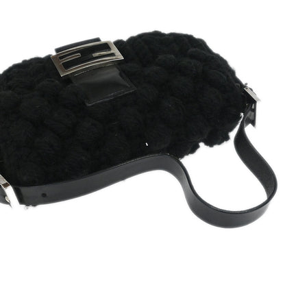 Fendi Black Wool Baguette Handbag