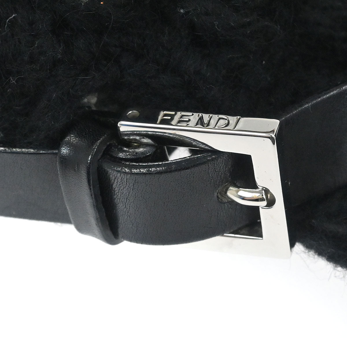 Fendi Black Wool Baguette Handbag