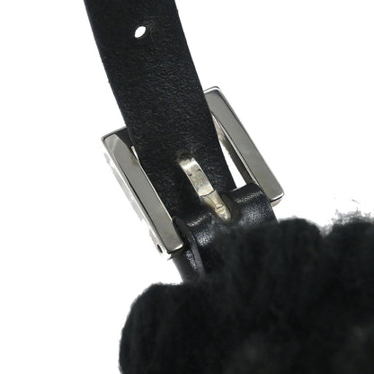 Fendi Black Wool Baguette Handbag