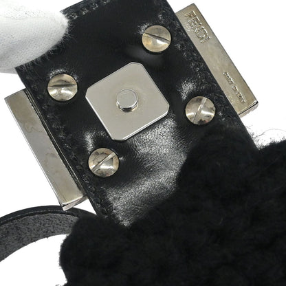 Fendi Black Wool Baguette Handbag