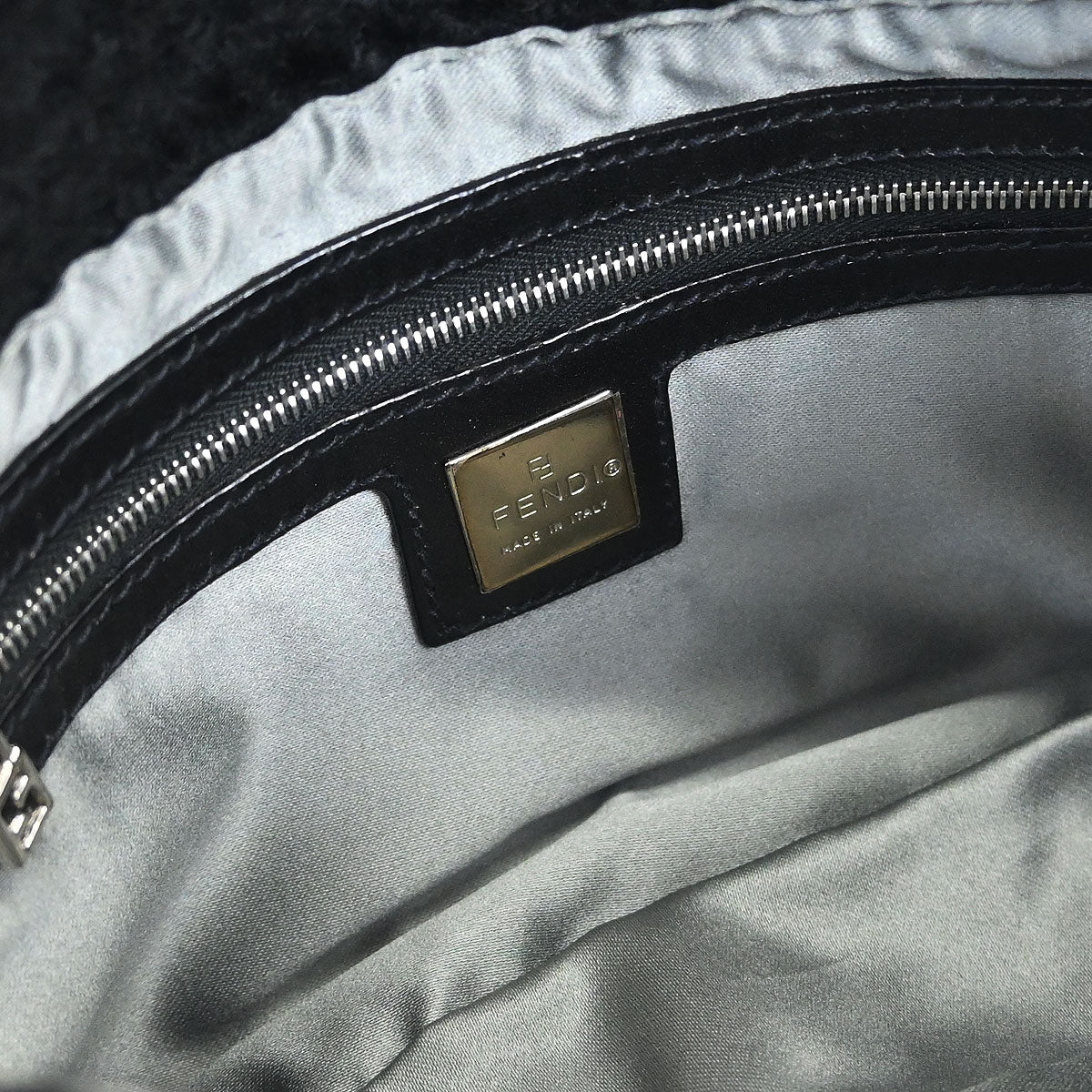 Fendi Black Wool Baguette Handbag