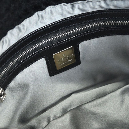 Fendi Black Wool Baguette Handbag