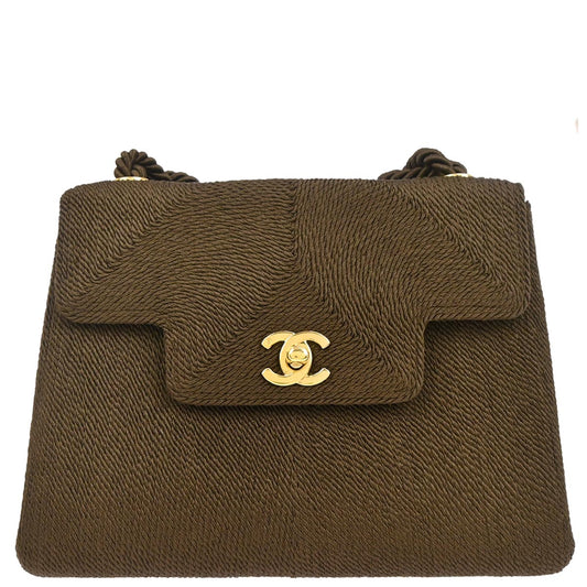 Chanel Brown Silk Rope Shoulder Bag