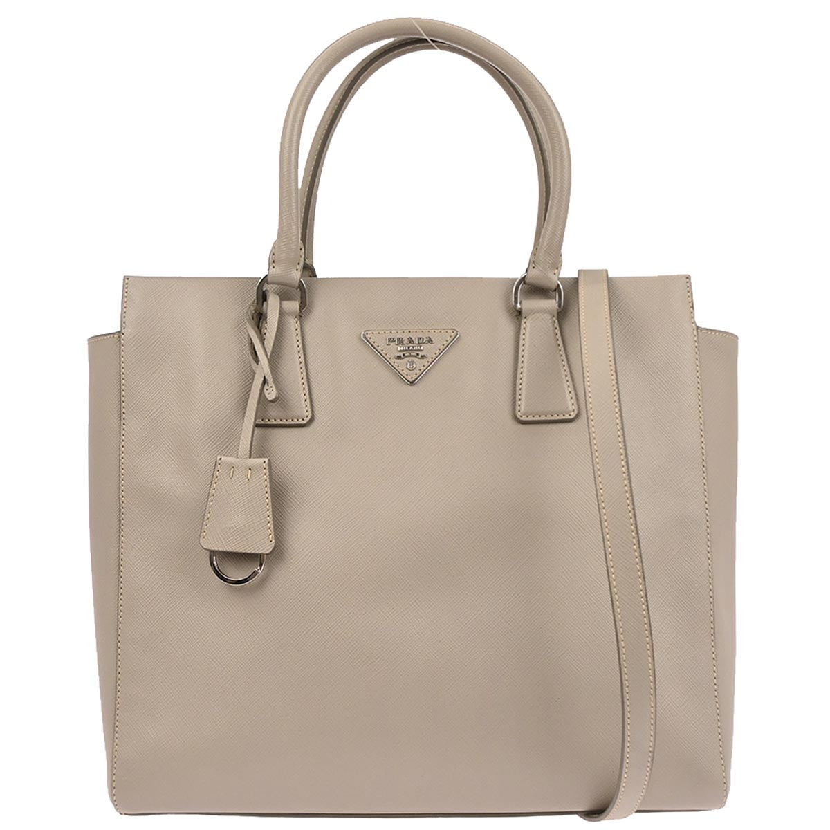 Prada Gray Leather 2way Shoulder Tote Handbag