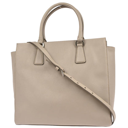 Prada Gray Leather 2way Shoulder Tote Handbag