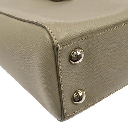 Prada Gray Leather 2way Shoulder Tote Handbag