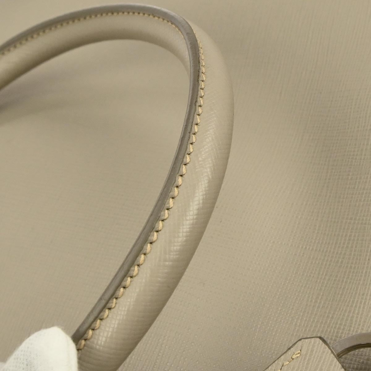 Prada Gray Leather 2way Shoulder Tote Handbag