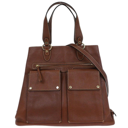 Bvlgari Brown Leather 2way Shoulder Handbag