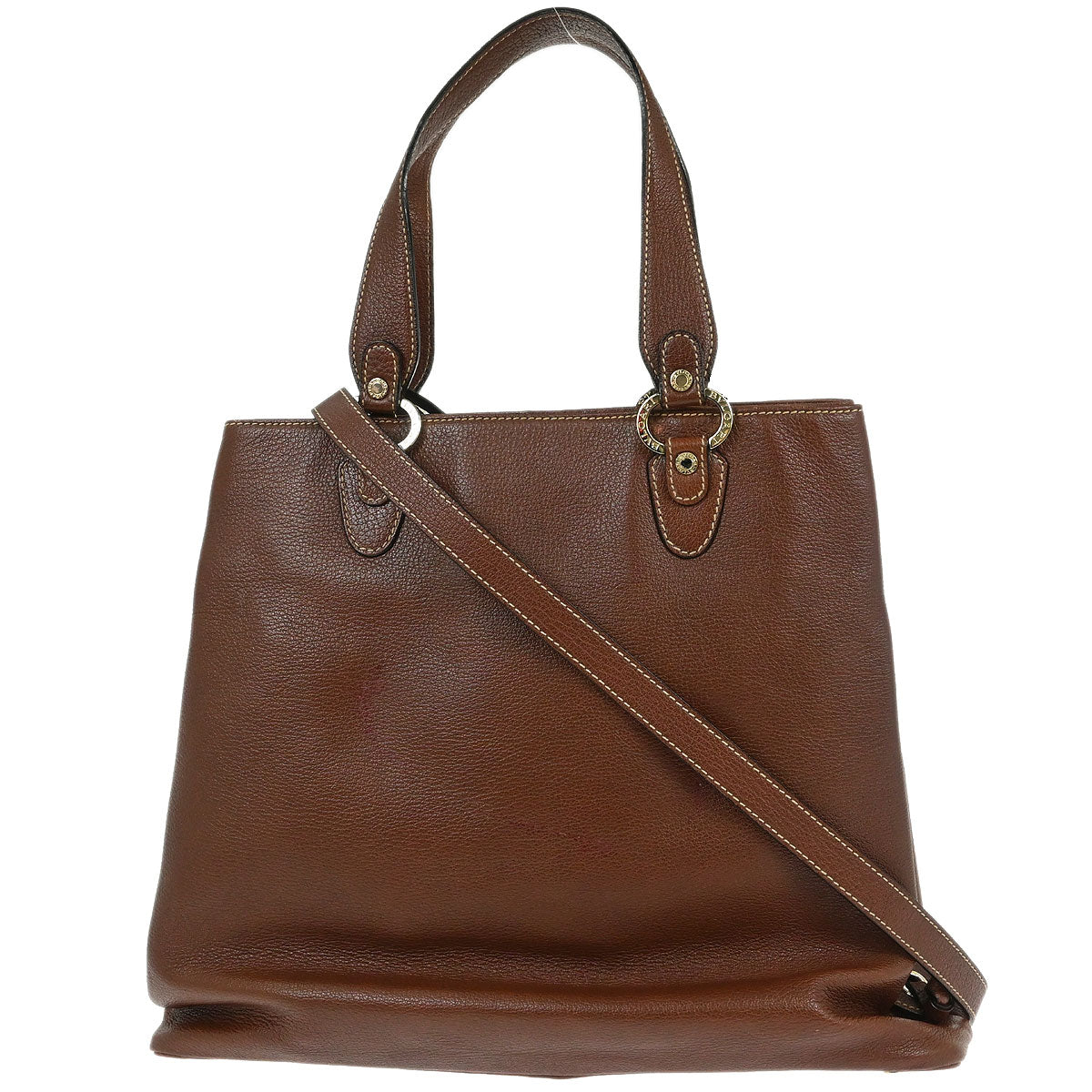 Bvlgari Brown Leather 2way Shoulder Handbag