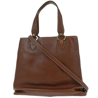 Bvlgari Brown Leather 2way Shoulder Handbag