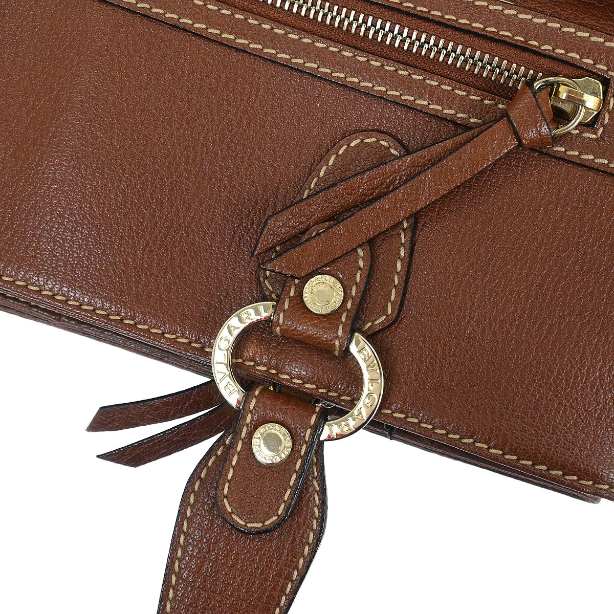 Bvlgari Brown Leather 2way Shoulder Handbag