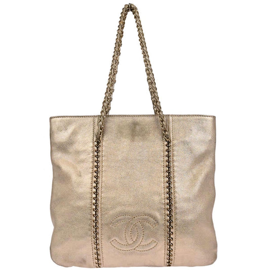 Chanel 2005-2006 Gold Calfskin Luxury Line Tote Handbag
