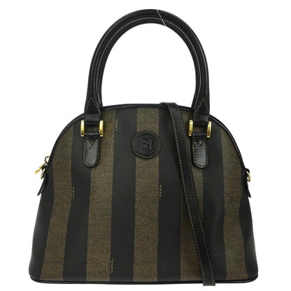 Fendi Brown Black Pequin 2way Shoulder Handbag