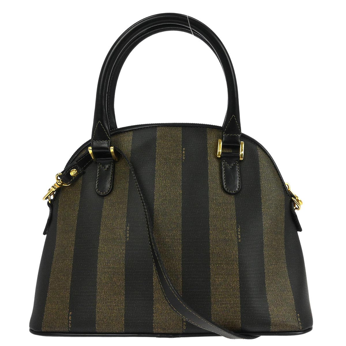 Fendi Brown Black Pequin 2way Shoulder Handbag