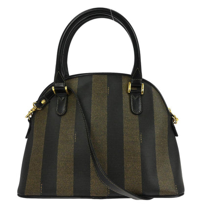 Fendi Brown Black Pequin 2way Shoulder Handbag