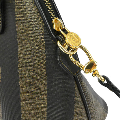 Fendi Brown Black Pequin 2way Shoulder Handbag