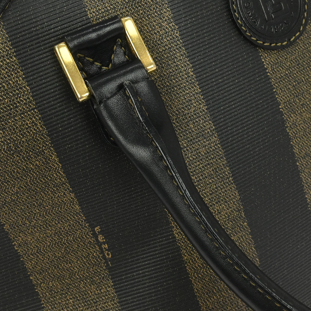 Fendi Brown Black Pequin 2way Shoulder Handbag