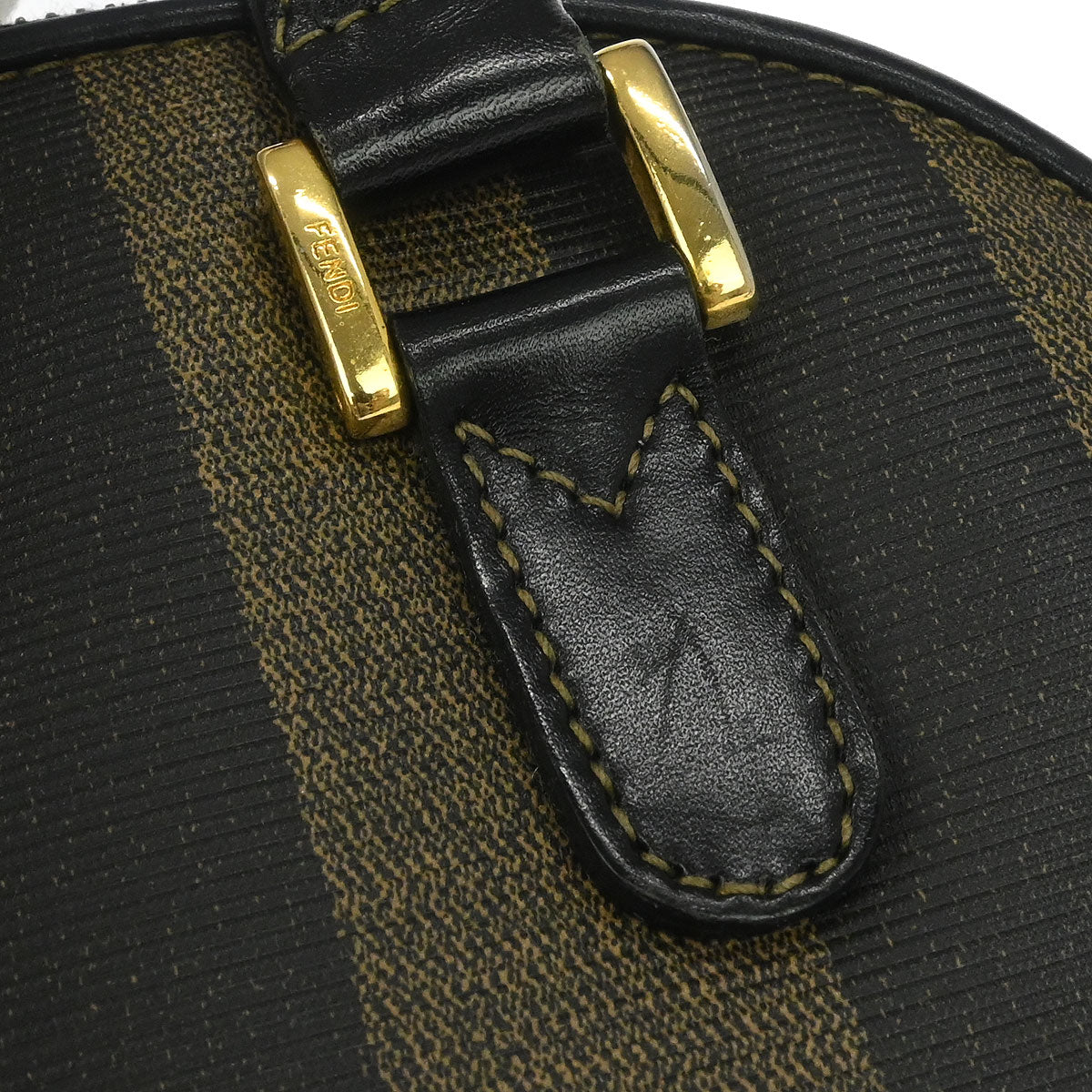 Fendi Brown Black Pequin 2way Shoulder Handbag