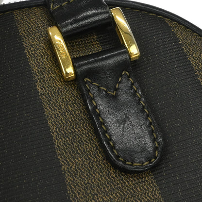 Fendi Brown Black Pequin 2way Shoulder Handbag