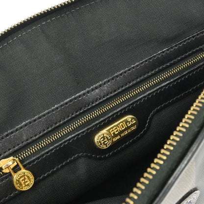 Fendi Brown Black Pequin 2way Shoulder Handbag