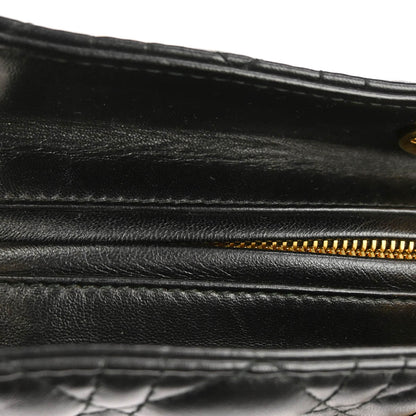 Christian Dior Black Lambskin Large Lady Dior Cannage 2way Shoulder Handbag