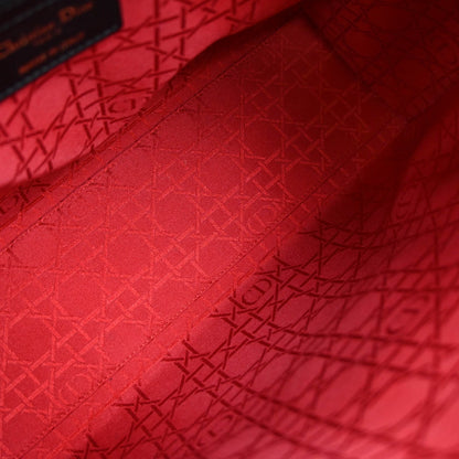 Christian Dior Black Lambskin Large Lady Dior Cannage 2way Shoulder Handbag