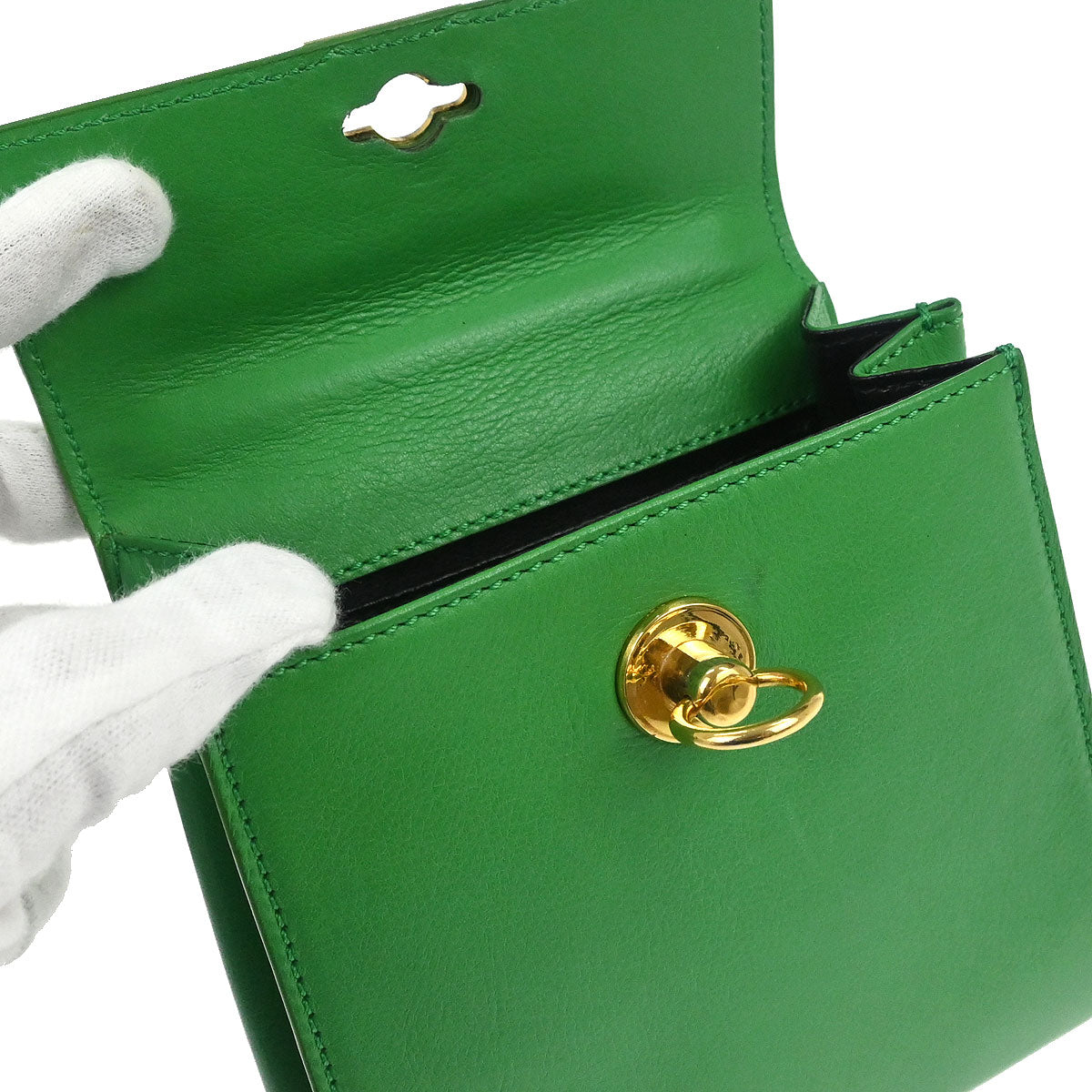 Celine Green Leather 2way Shoulder Handbag