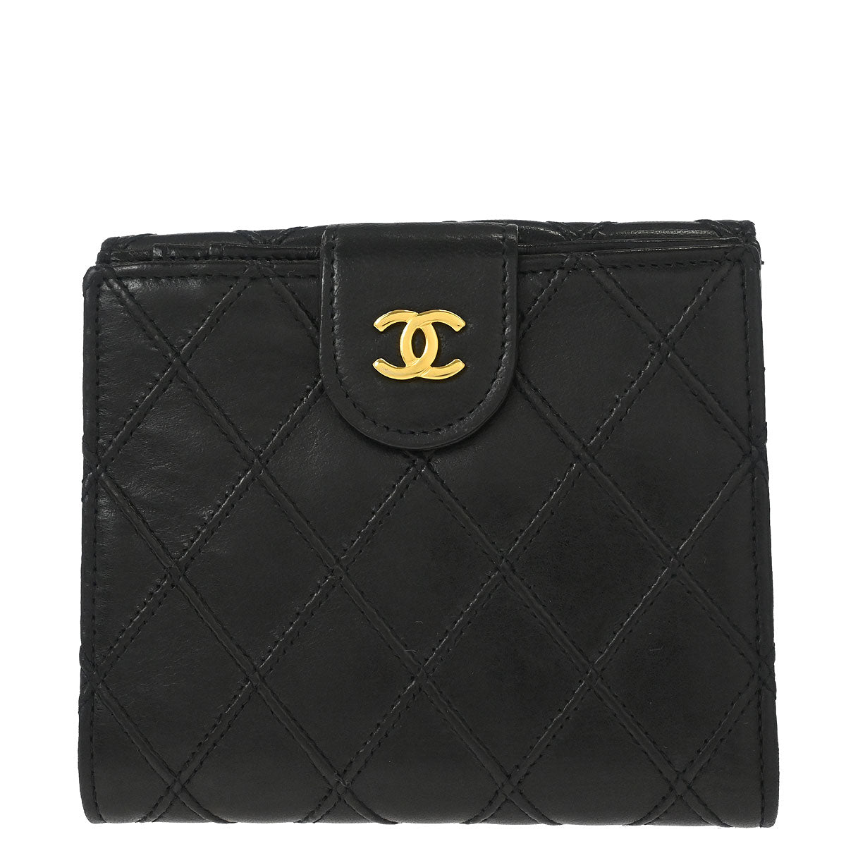 Chanel Black Lambskin Bicolore Wallet