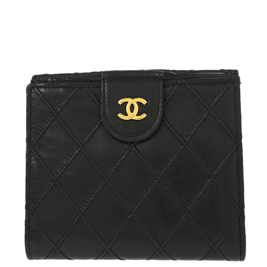 Chanel Black Lambskin Bicolore Wallet