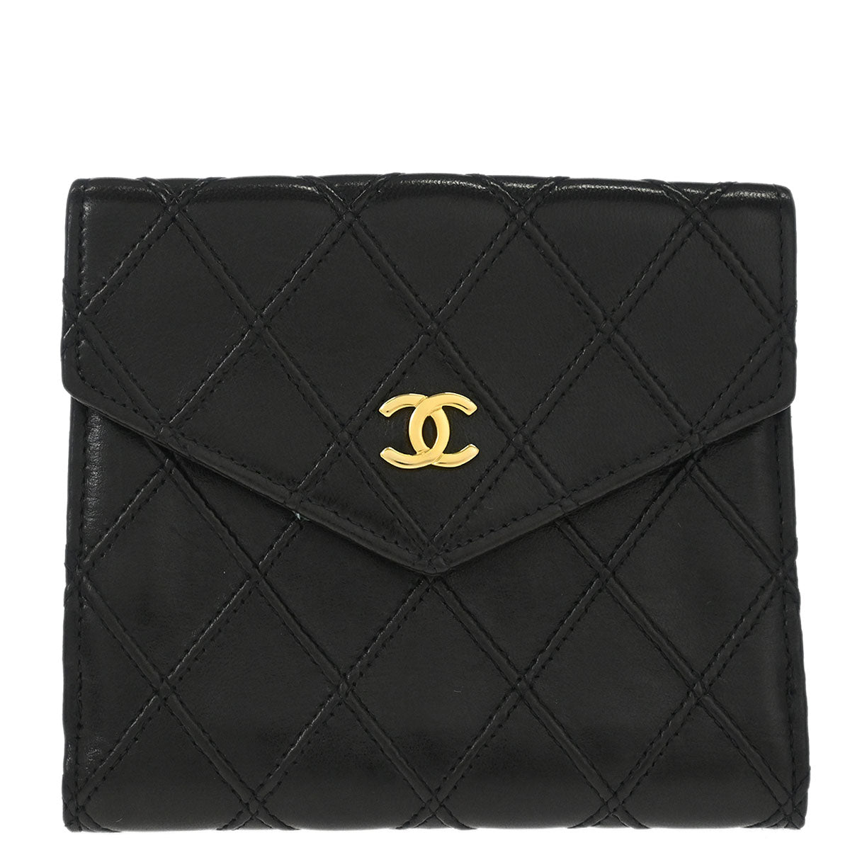 Chanel Black Lambskin Bicolore Wallet
