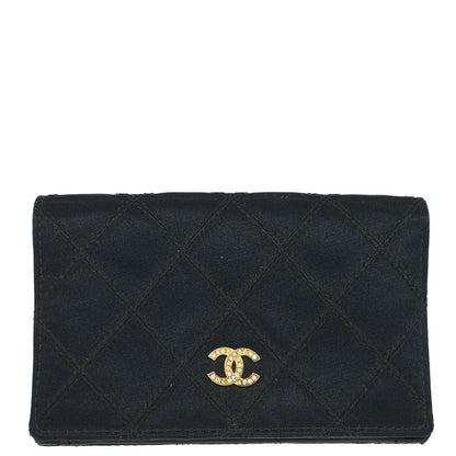 Chanel Black Satin Bicolore Coin Purse Wallet