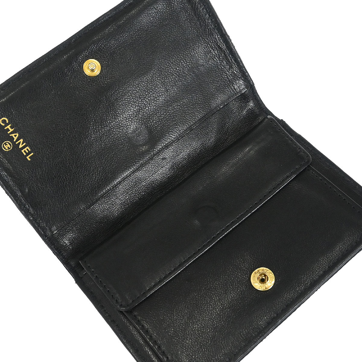 Chanel Black Satin Bicolore Coin Purse Wallet