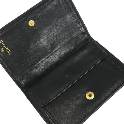 Chanel Black Satin Bicolore Coin Purse Wallet