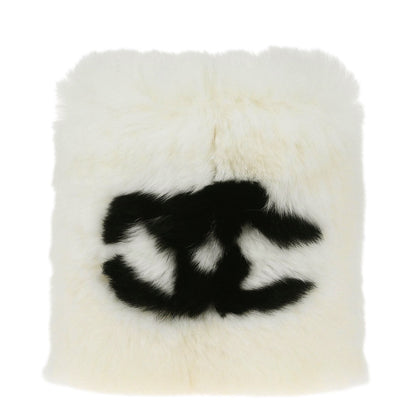 Chanel * White Lapin Fur Bracelet Bangle Wristband