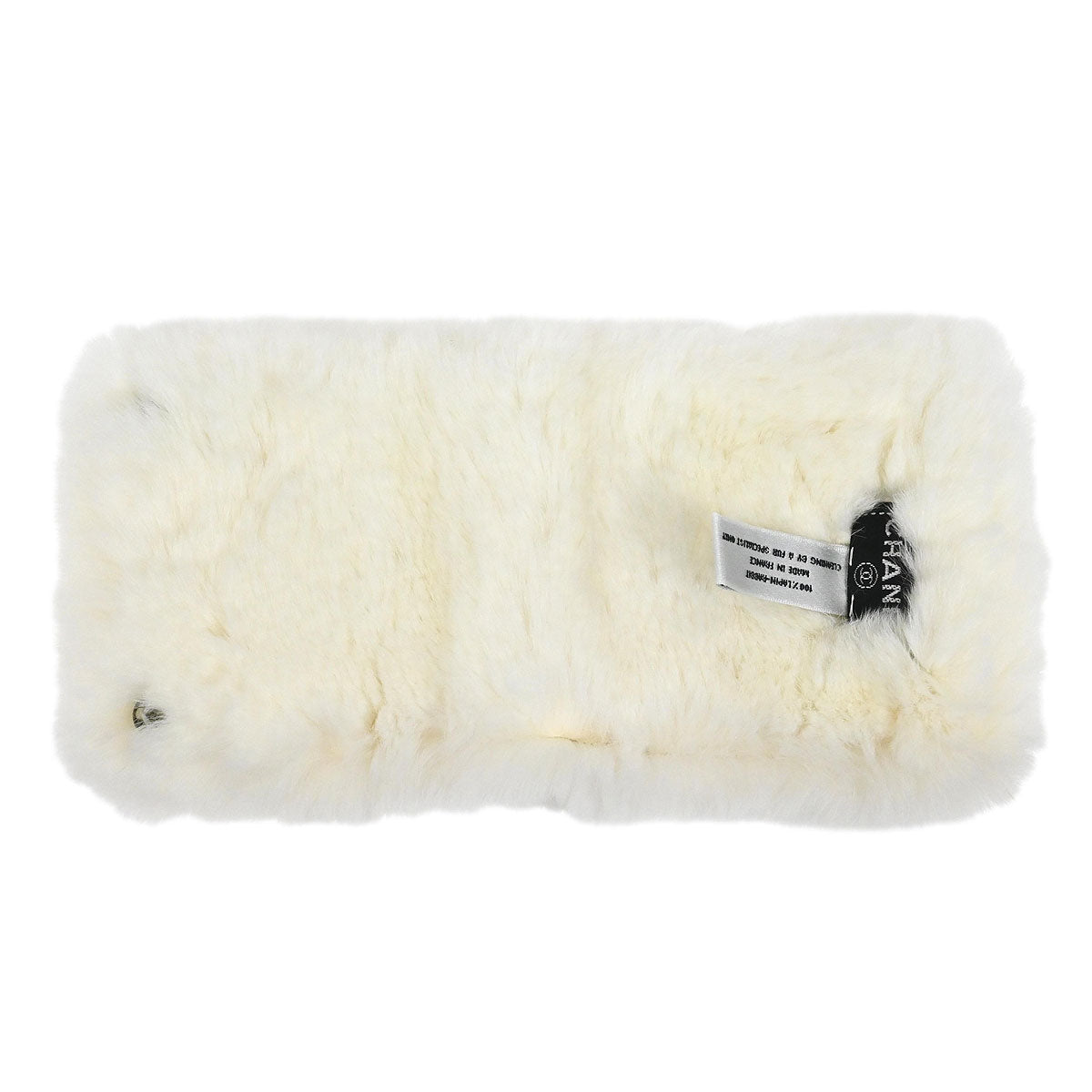 Chanel * White Lapin Fur Bracelet Bangle Wristband