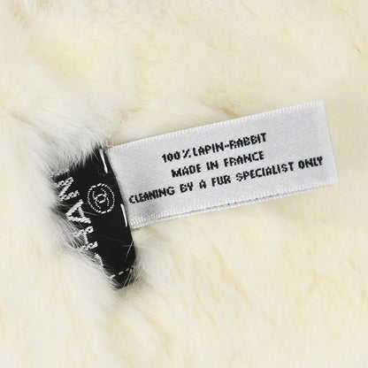 Chanel * White Lapin Fur Bracelet Bangle Wristband