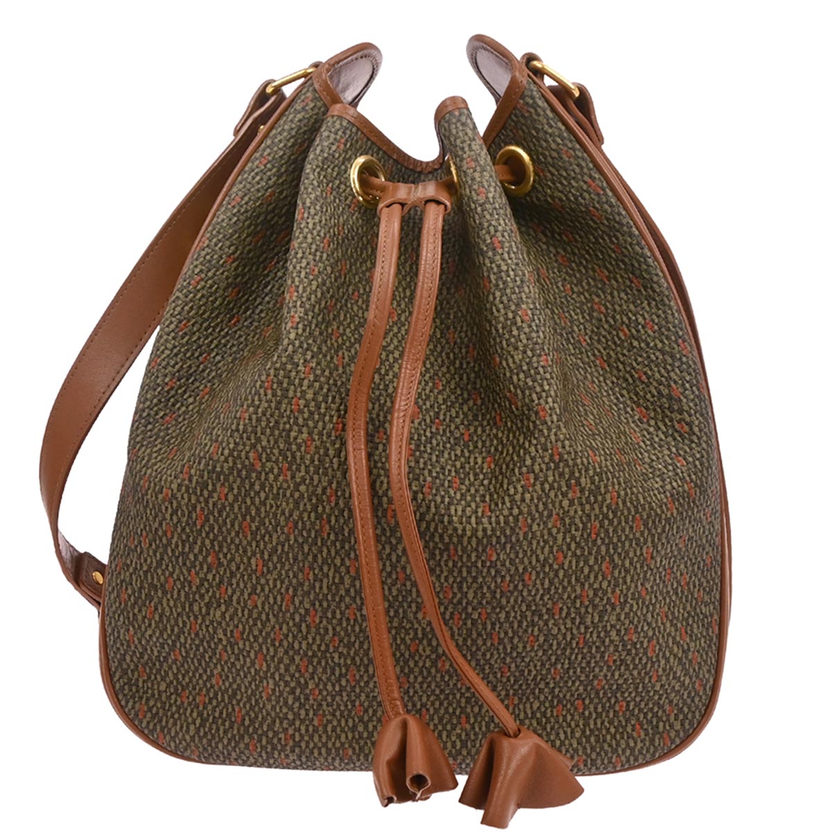 Yves Saint Laurent Brown PVC Bucket Drawstring Shoulder Bag