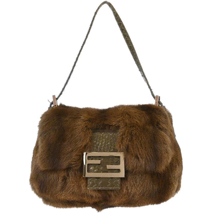 Fendi * Brown Rabbit Python Handbag