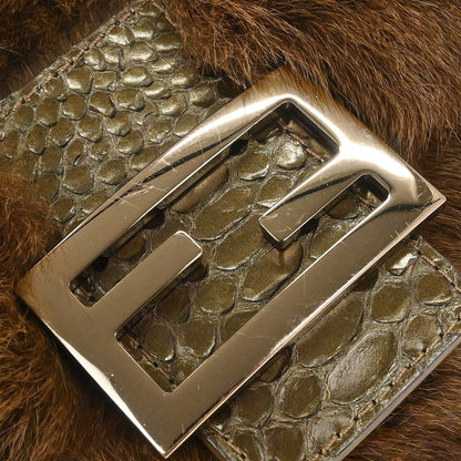 Fendi * Brown Rabbit Python Handbag