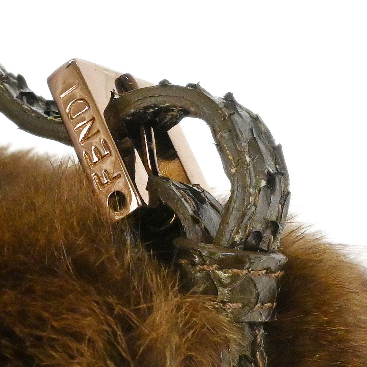 Fendi * Brown Rabbit Python Handbag